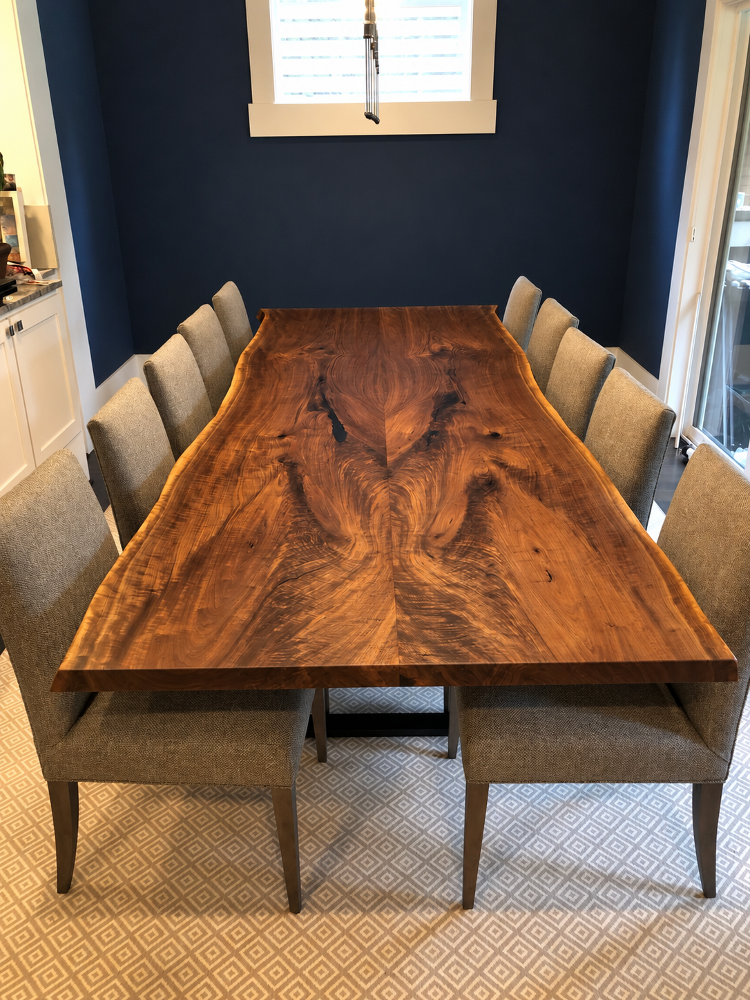 Stunning Live Edge BookMatched Black Walnut Dining Table