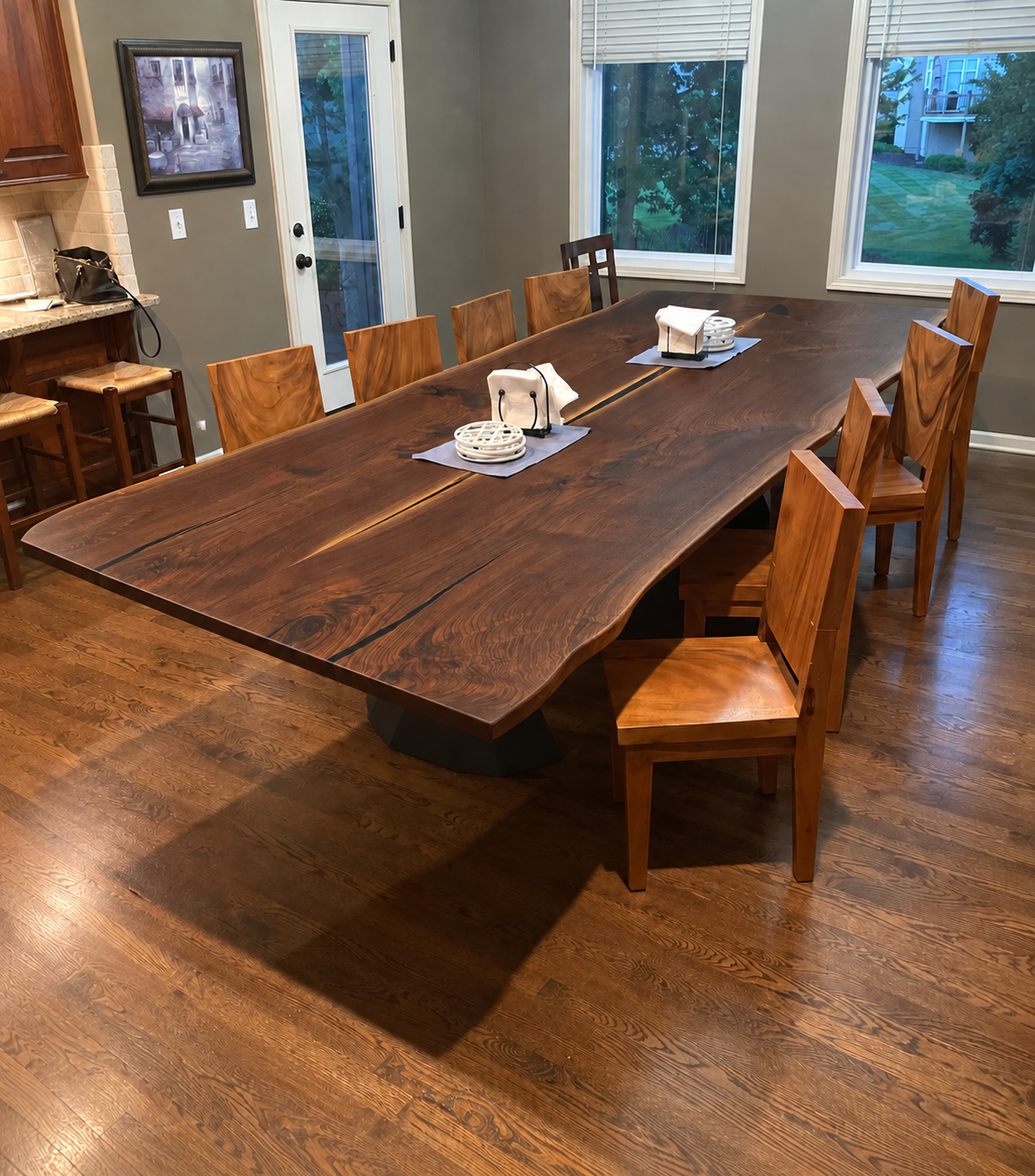 Large BookMatched Black Walnut Dining Table