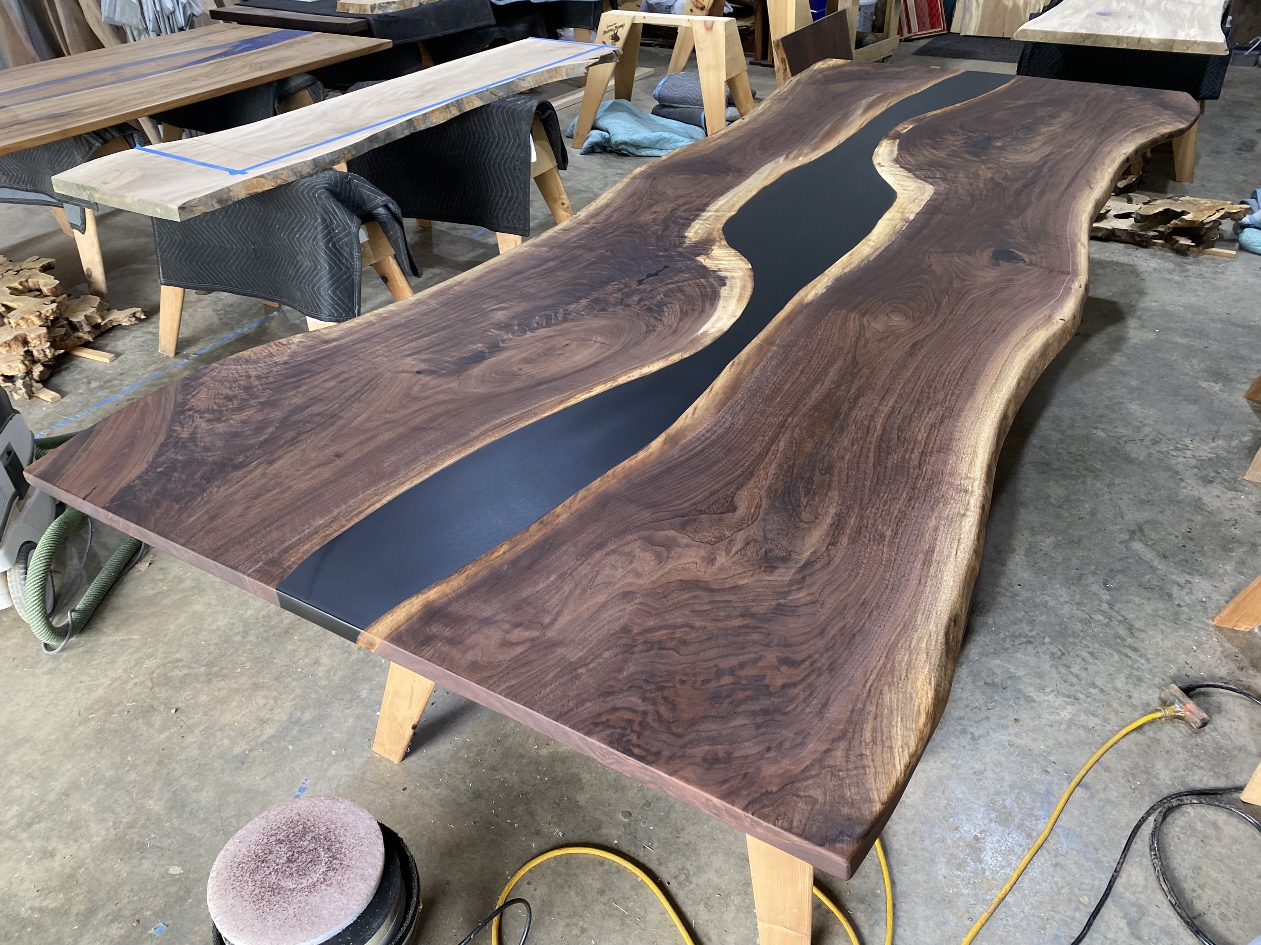 Epoxy Table, Live Edge Natural Wooden Table, Walnut Resin River