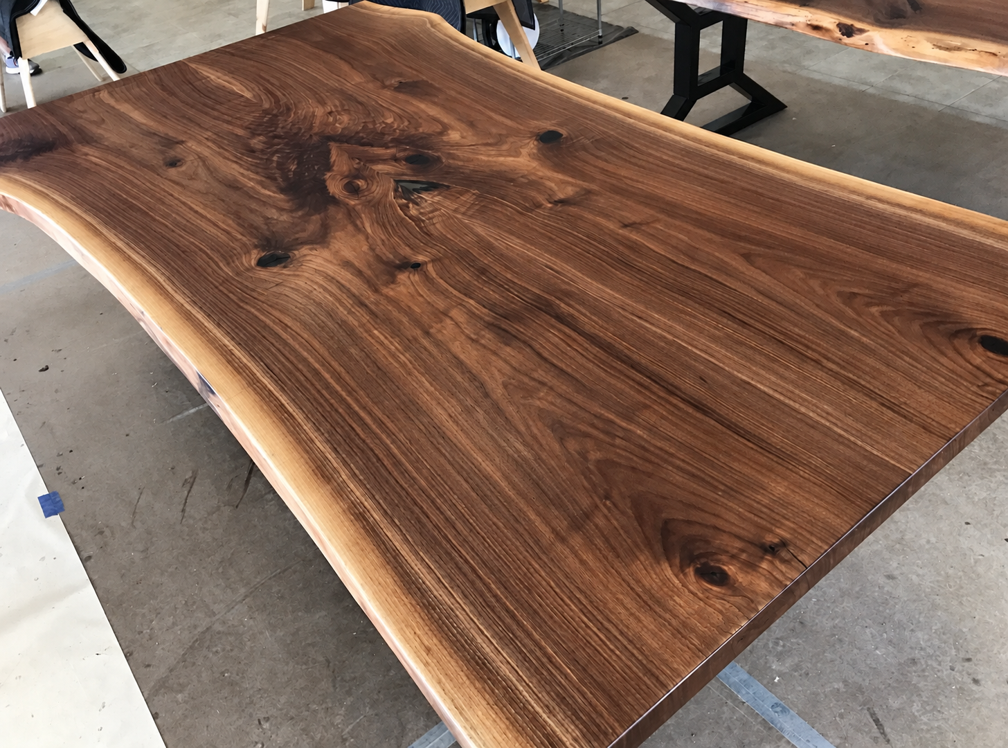 BookMatched Black Walnut Live Edge  Conference Table Top