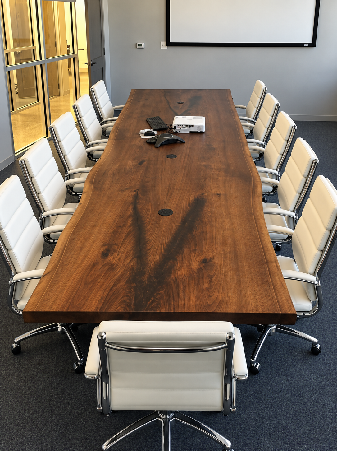 Large Live Edge BookMatched Black Walnut Conference Table