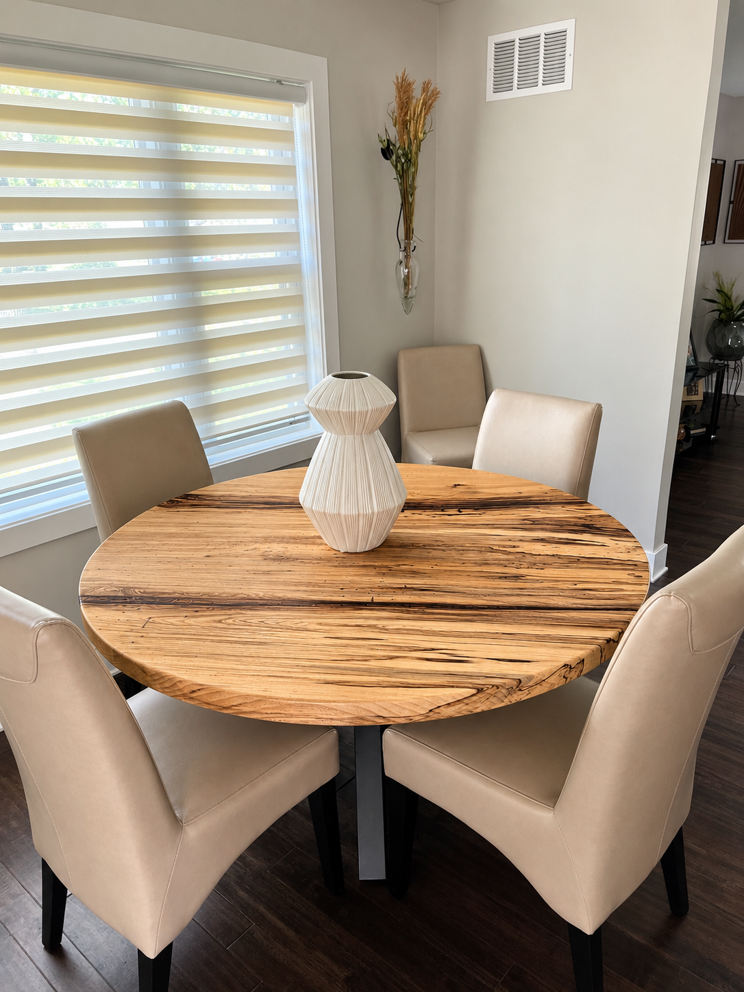 Round Spalted Hackberry Dining Table