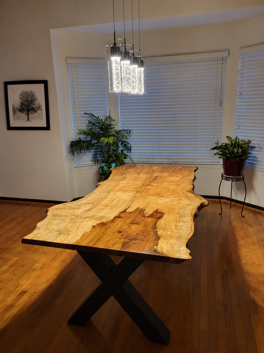 Highly Figured and Unique Live Edge Myrtle Dining Table