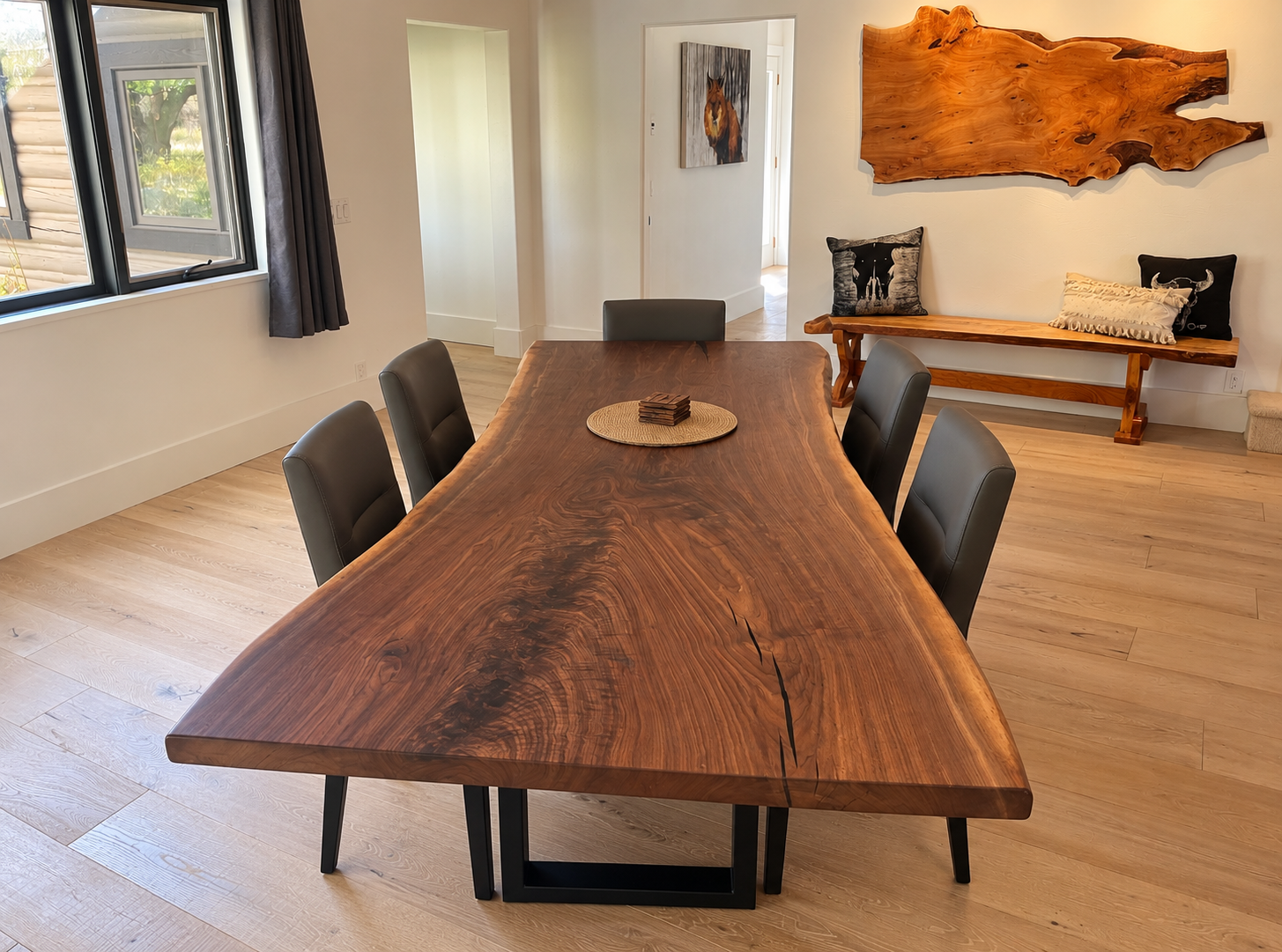 Highly Figure Single Slab Black Walnut Dining Table
