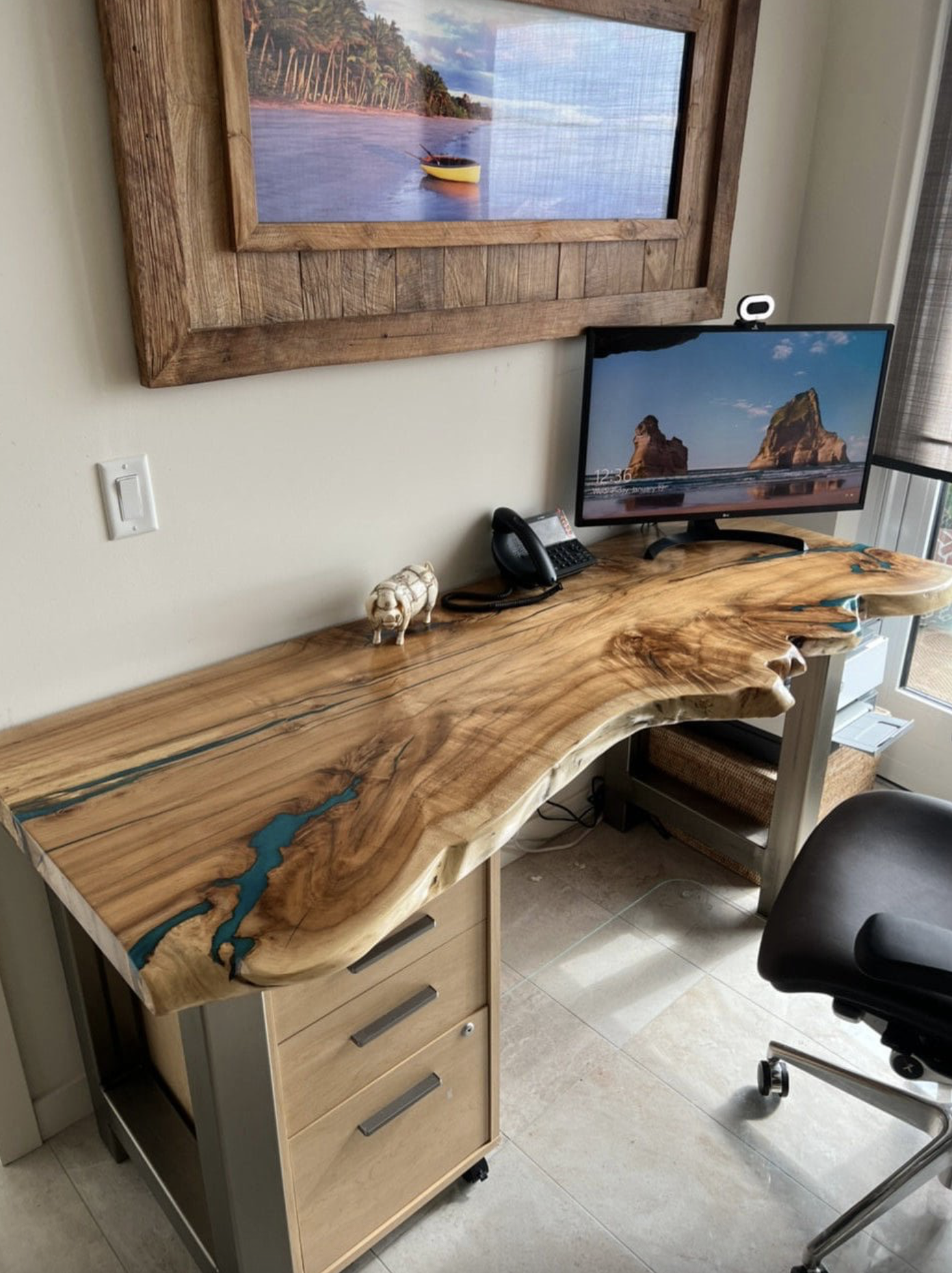 Big Leaf Maple & Green Resin Desk