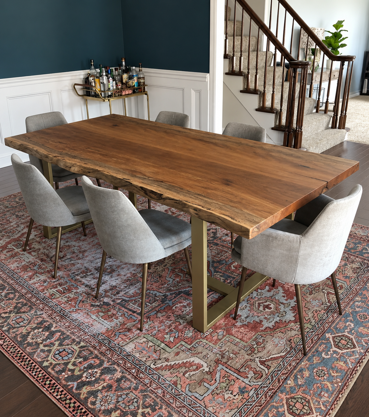 Highly Figured Live Edge Sycamore Dining Table