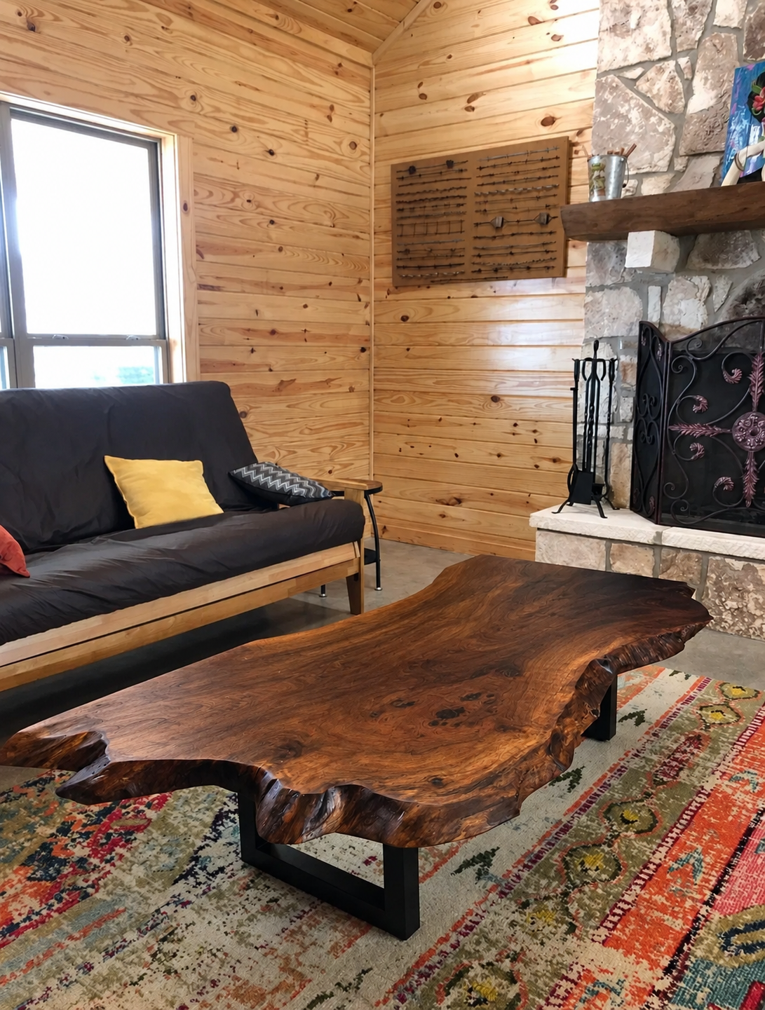 Unique Shaped Live Edge Claro Walnut Coffee Table