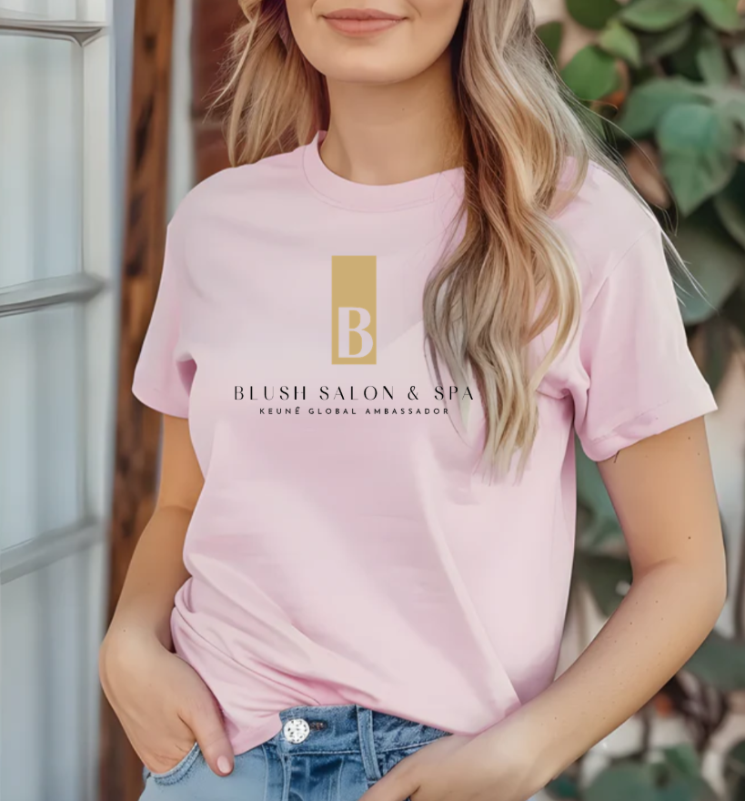 blush logo pink tee mock.png