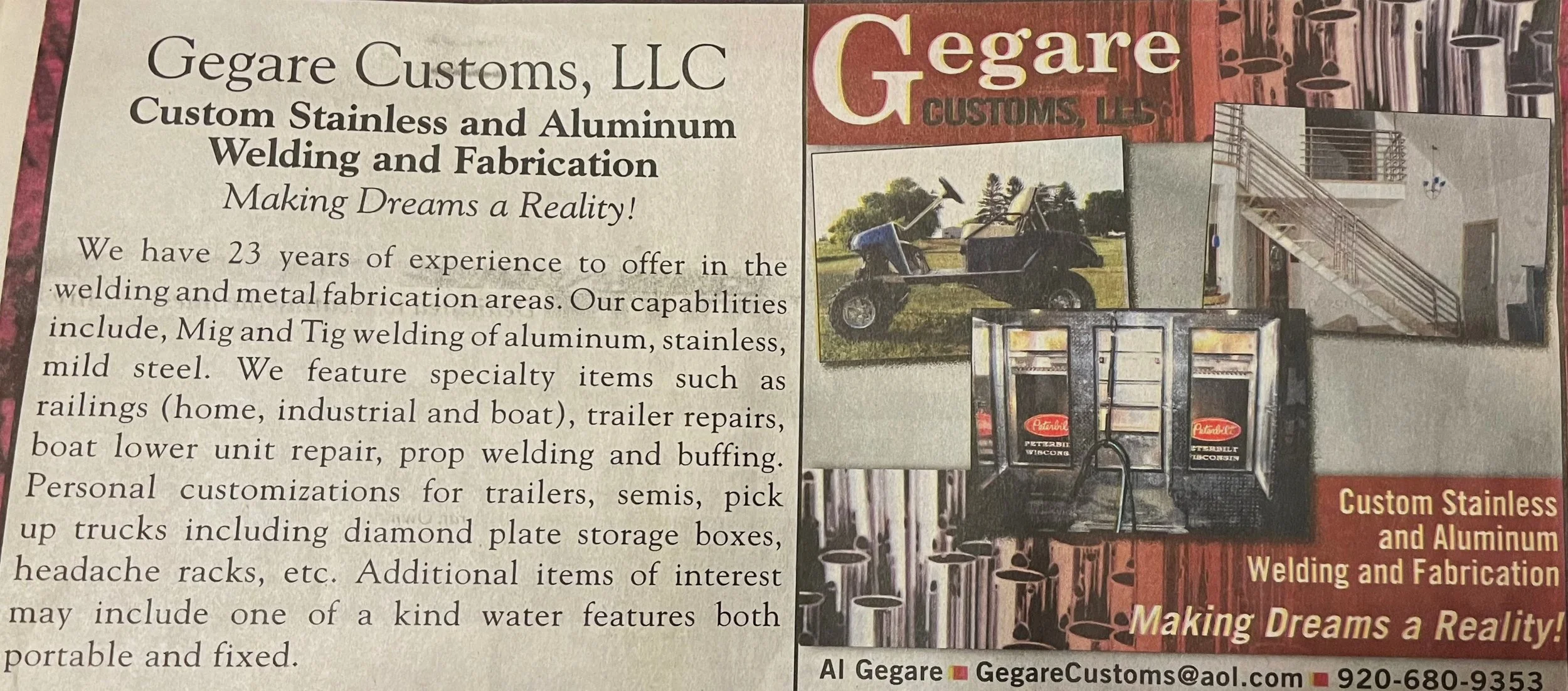 Gegare Customs Stainless and Aluminum Welding