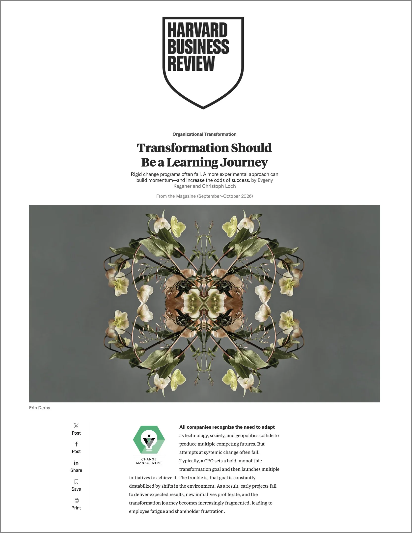 Harvard Business Review - Used Reimagined Nature images for a story on business transformation.