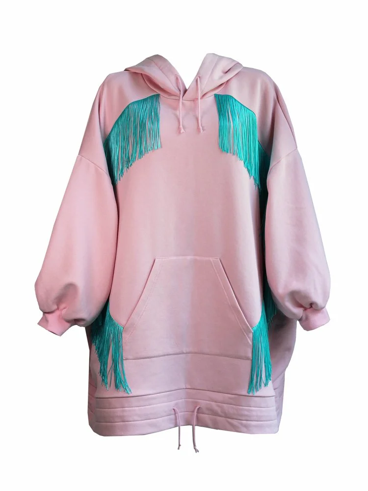 Mega hoodie wavy fringe pink turqoise front.jpg
