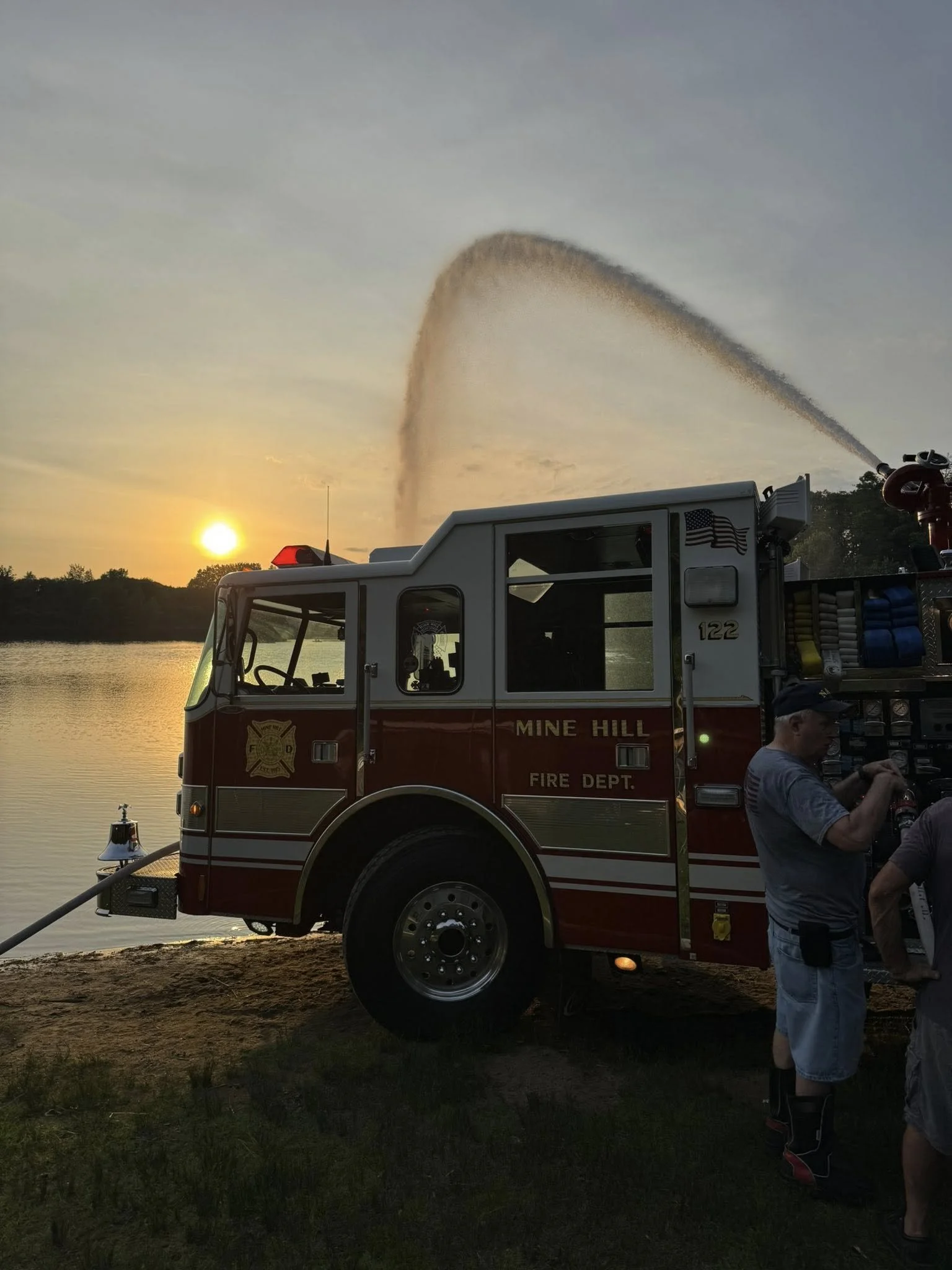 Members training on drafting and pump operations at the Mine Hill Beach.