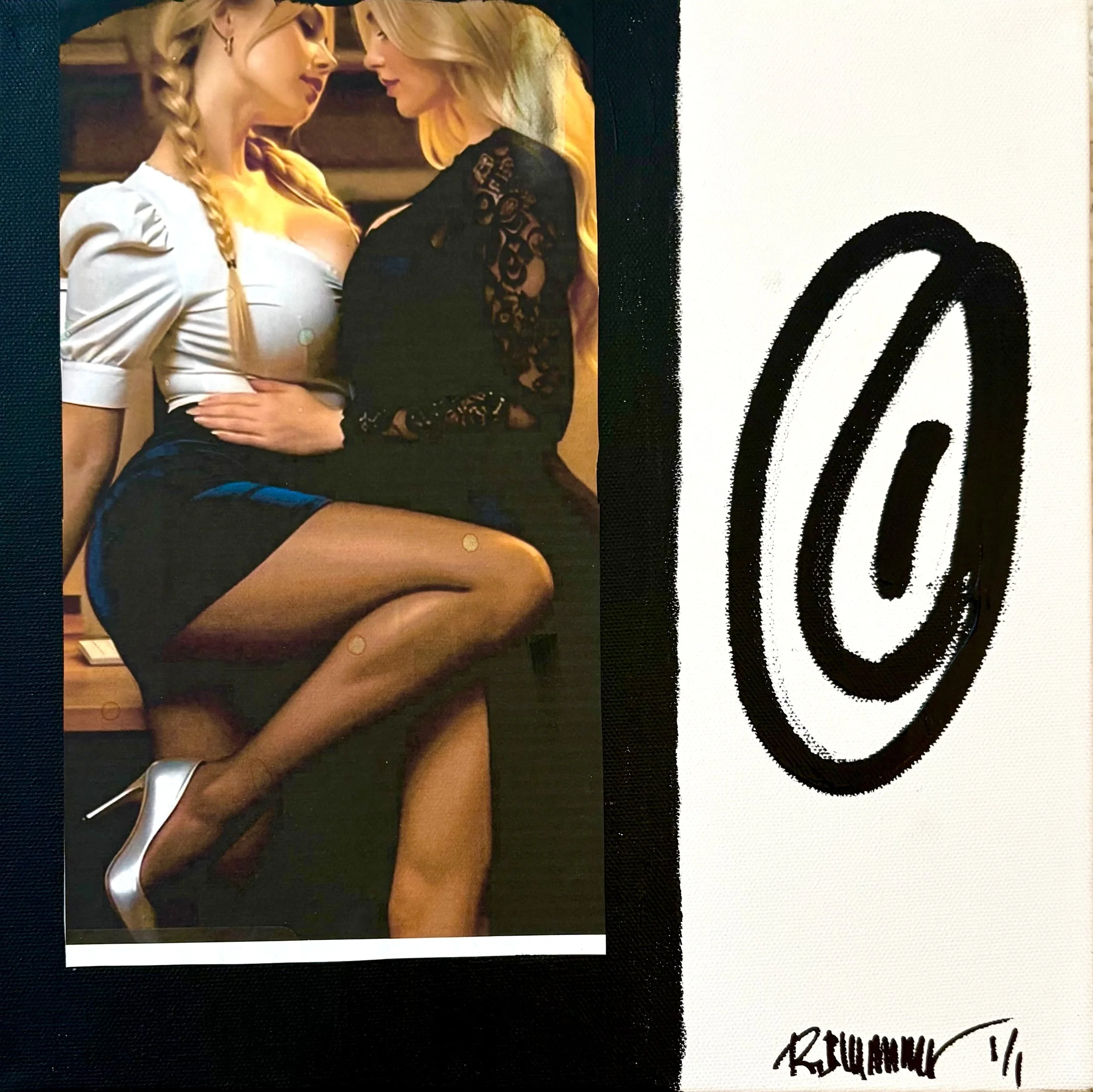 SOLD-Instagram Women Series "Mutual Admiration Society" 2026. Acrylic and resin over photo. 12 x 12" (Private collection of Douglas Dechert/NYC)