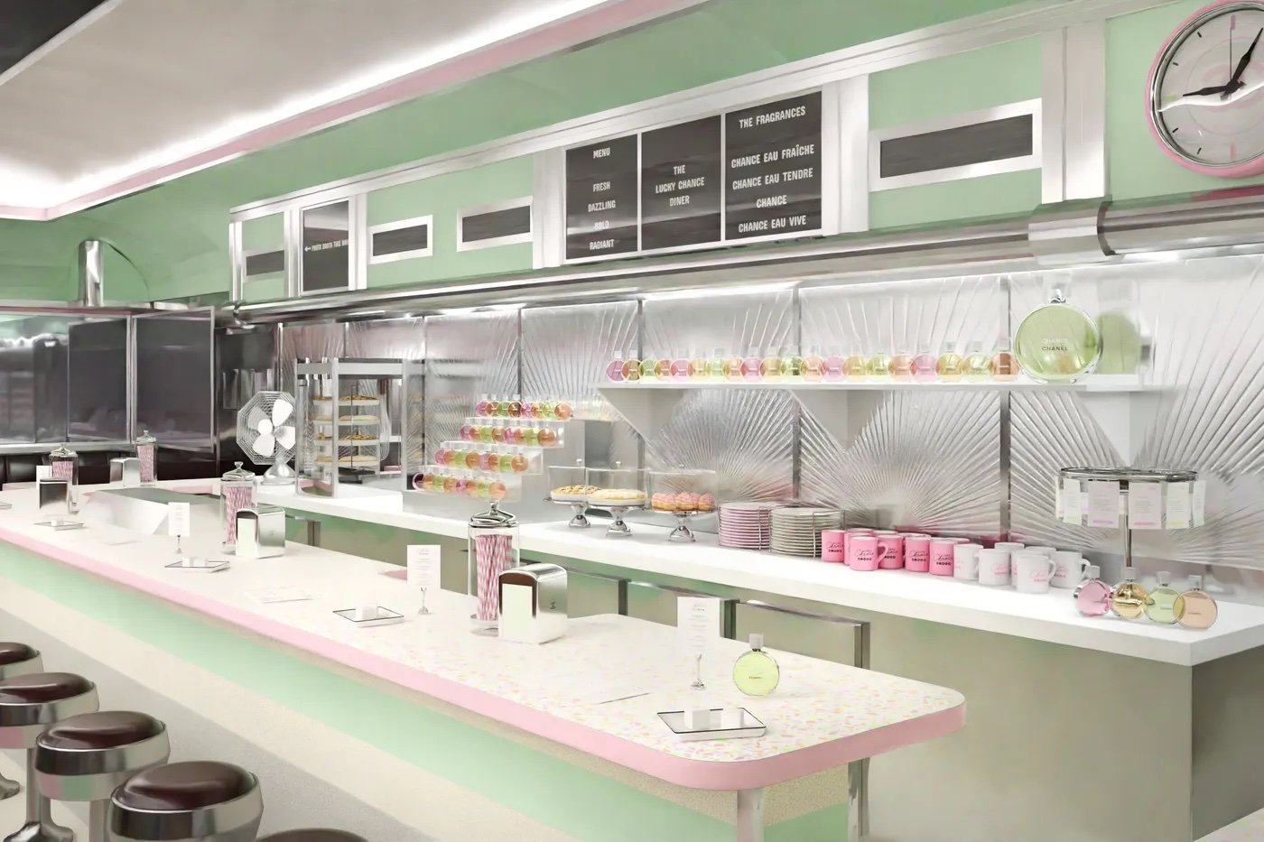 The inside of the Chanel’d out diner. Photo: Chanel
