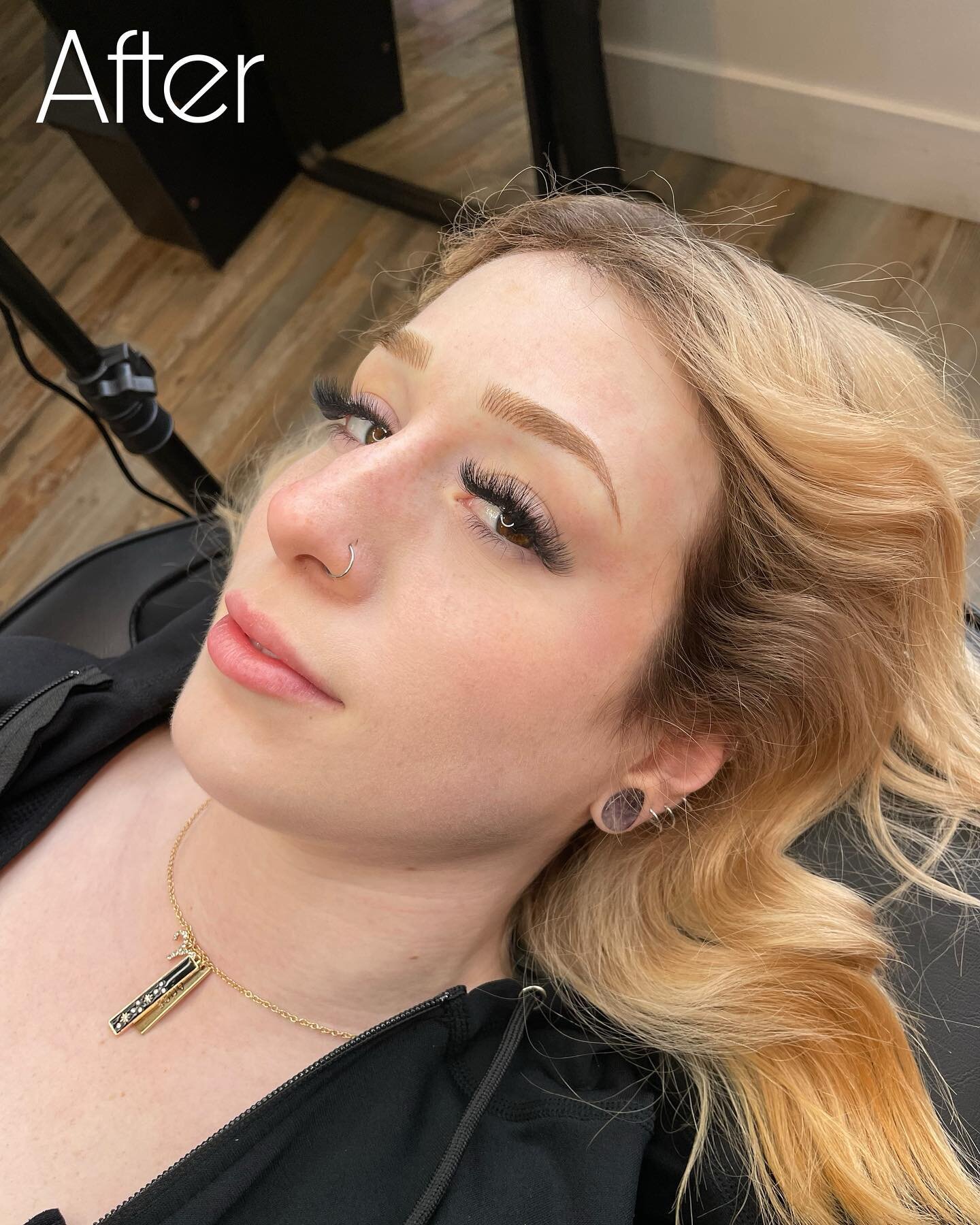 Scroll to see @kierstenbaileyy&lsquo;s  brows before microblading! They turned out exactly like she wanted! I love how well the color and tone of these brows go with her skin and hair. We can accomplish a lot with a variety of ink pigments, so don&rs