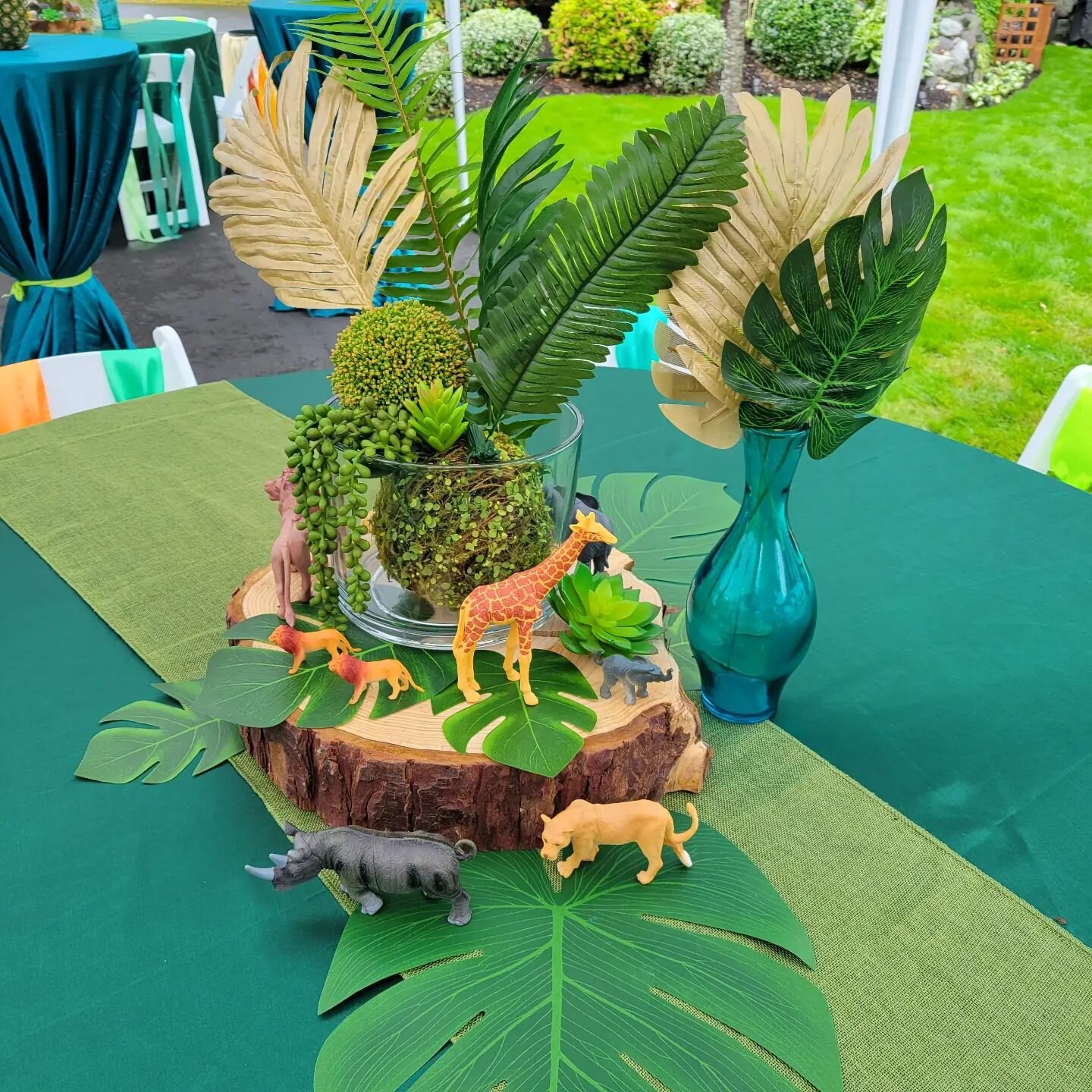 We're feeling jungle vibes with this &quot;Wild One&quot; themed birthday. 🌴🦓🦒🐅

Having entertainment for all ages is the key to a successful party. This birthday was complete with: 
-Bounce house
-Face painter 
-Craft station
-Bar with signature