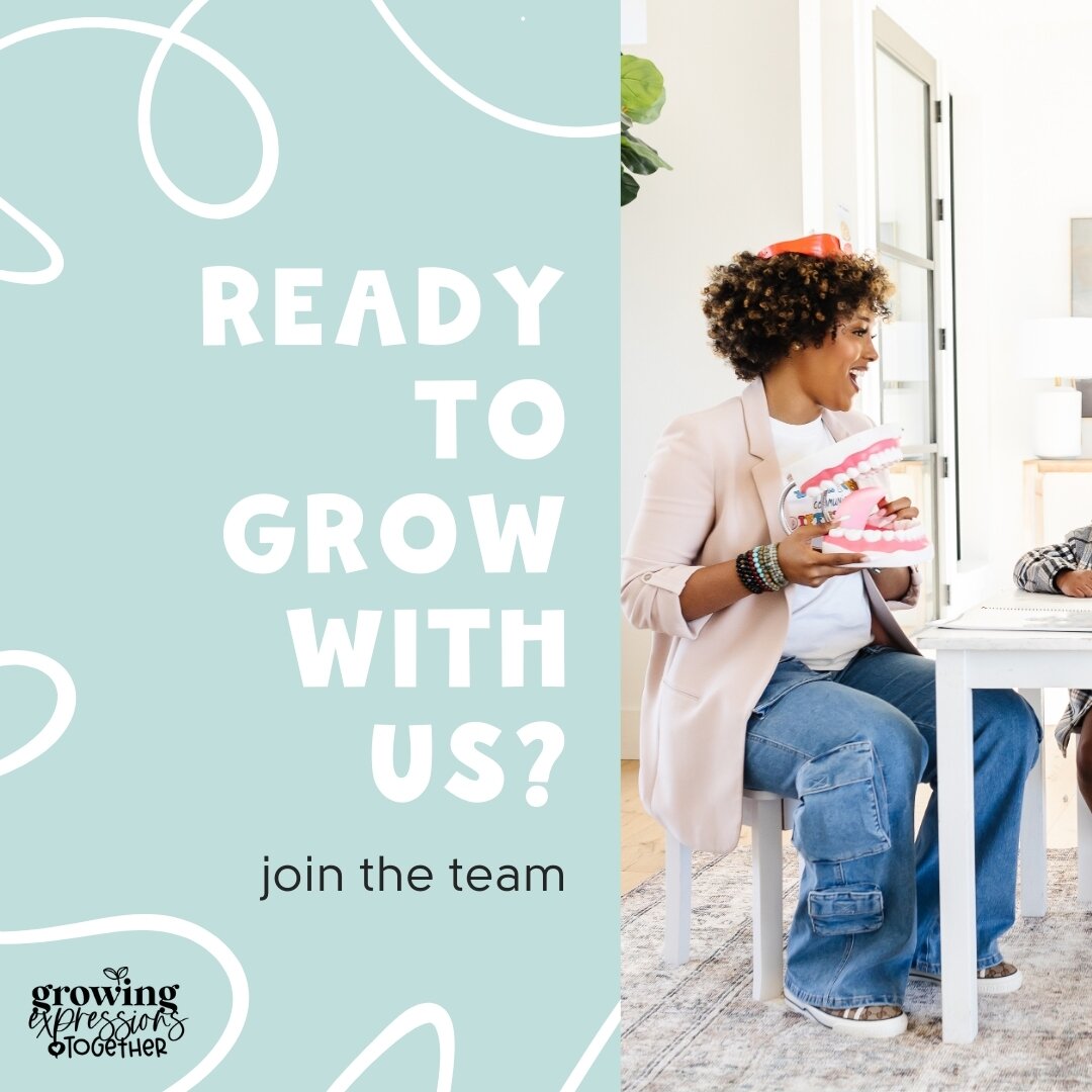 Ready to grow with us?⁣
Specializing in pediatric care, Growing Expressions Together Speech Therapy PLLC exclusively hires service providers with extensive experience in this field. Our team is dedicated to providing neurodiversity affirming and incl