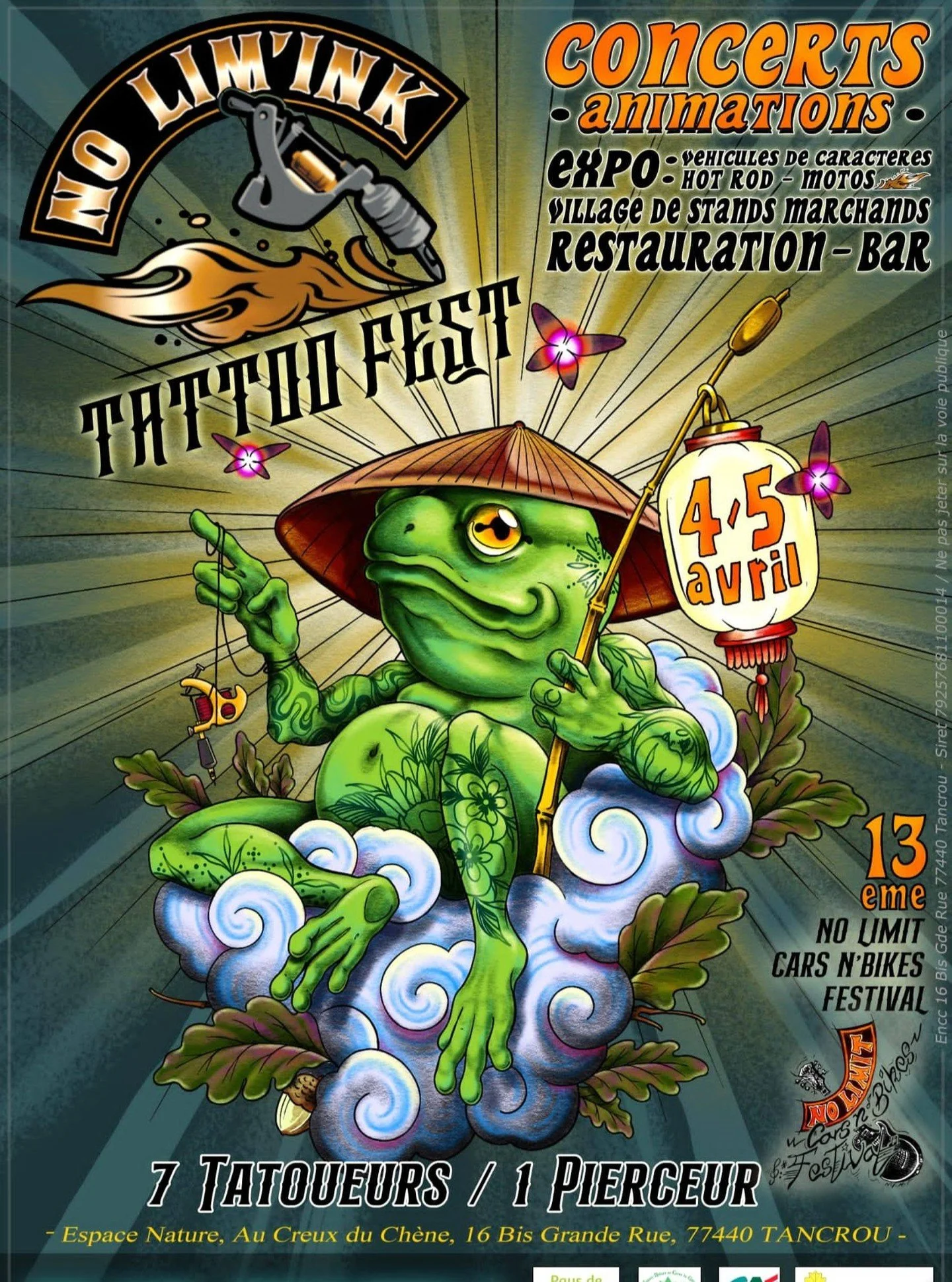 Pr&ecirc;ts pour un week-end sous le signe de l'encre et de la gomme ? 🖋️💨

Le No Lim'Ink Tattoo Fest d&eacute;barque les 4 et 5 avril &agrave; Tancrou pour sa 13&egrave;me &eacute;dition ! Que tu sois fan de tattoo, de belles m&eacute;caniques ou 