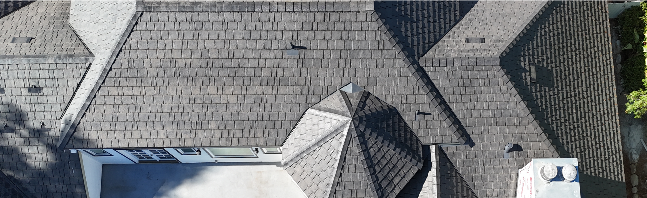 Finished Brava composite slate roof on a Santa Barbara home