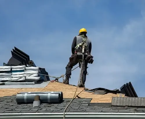 Professional roof repair in Mission Canyon, CA, showing expert restoration and safety-focused shingle replacement.