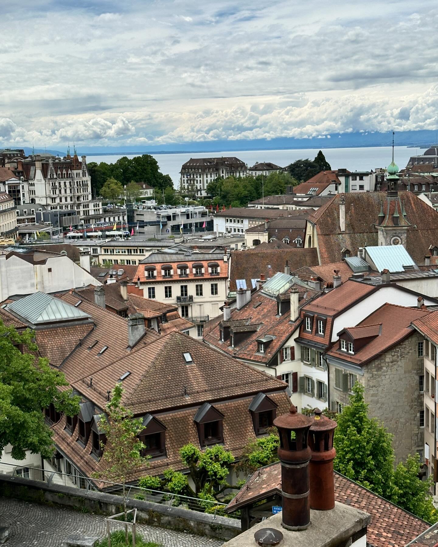 Looking toward Lake Geneva from the Cathedral