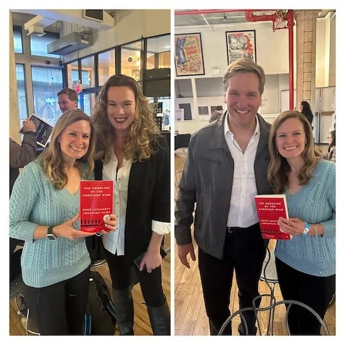 Kristin Horstman with Courtney and Ted Balaker at the private screening of The Coddling of the American Mind Movie