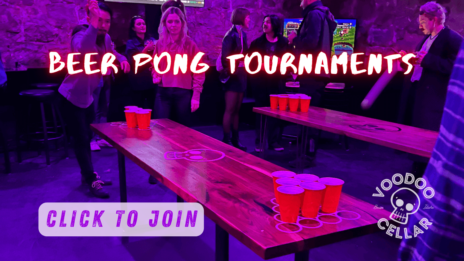 Learn more about the beer pong tournaments hosted by Voodoo Cellar in Downtown Boise, Idaho