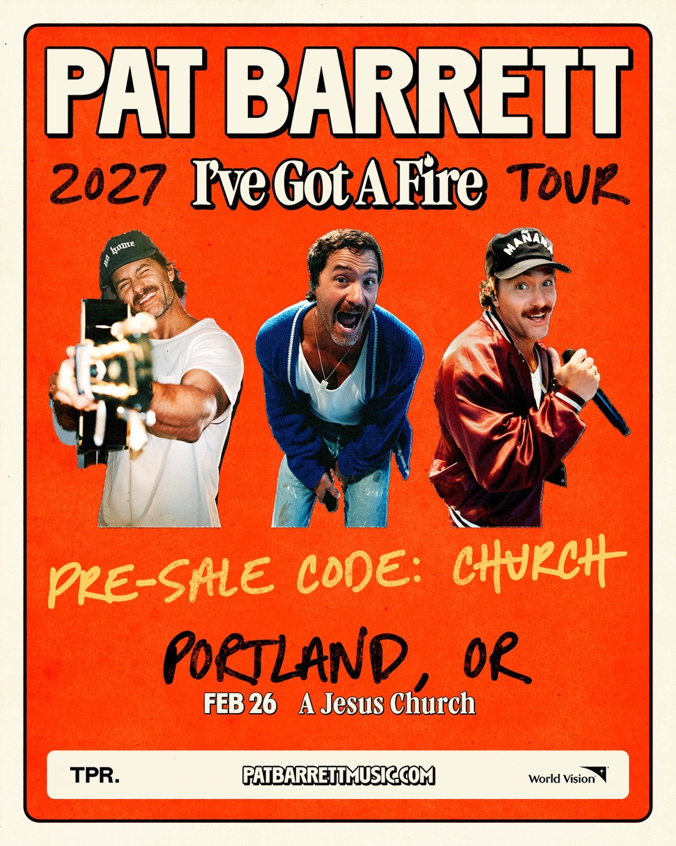 Have you heard? Pat Barrett is bringing his &ldquo;I&rsquo;ve Got A Fire Tour&rdquo; to AJC on February 26th, and here&rsquo;s your chance at EXCLUSIVE FIRST ACCESS to tickets! 

Use Pre-sale code: 𝗖𝗛𝗨𝗥𝗖𝗛 at www.TPRlive.co or click the link in 