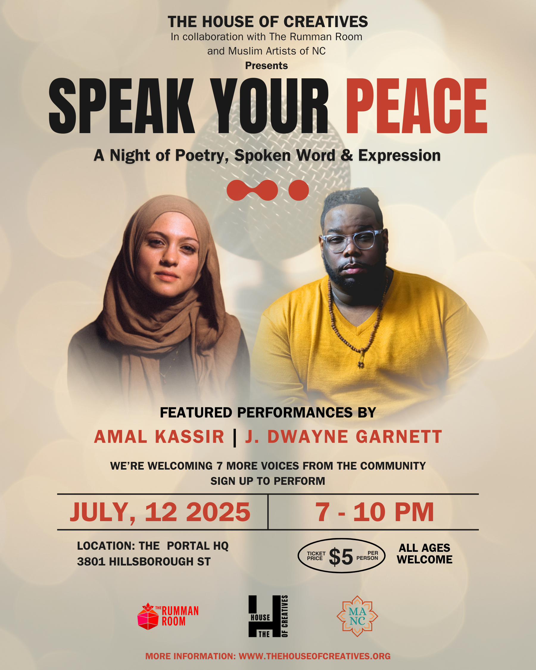 SPEAK YOUR PEACE — A Night of Poetry, Spoken Word & Expression