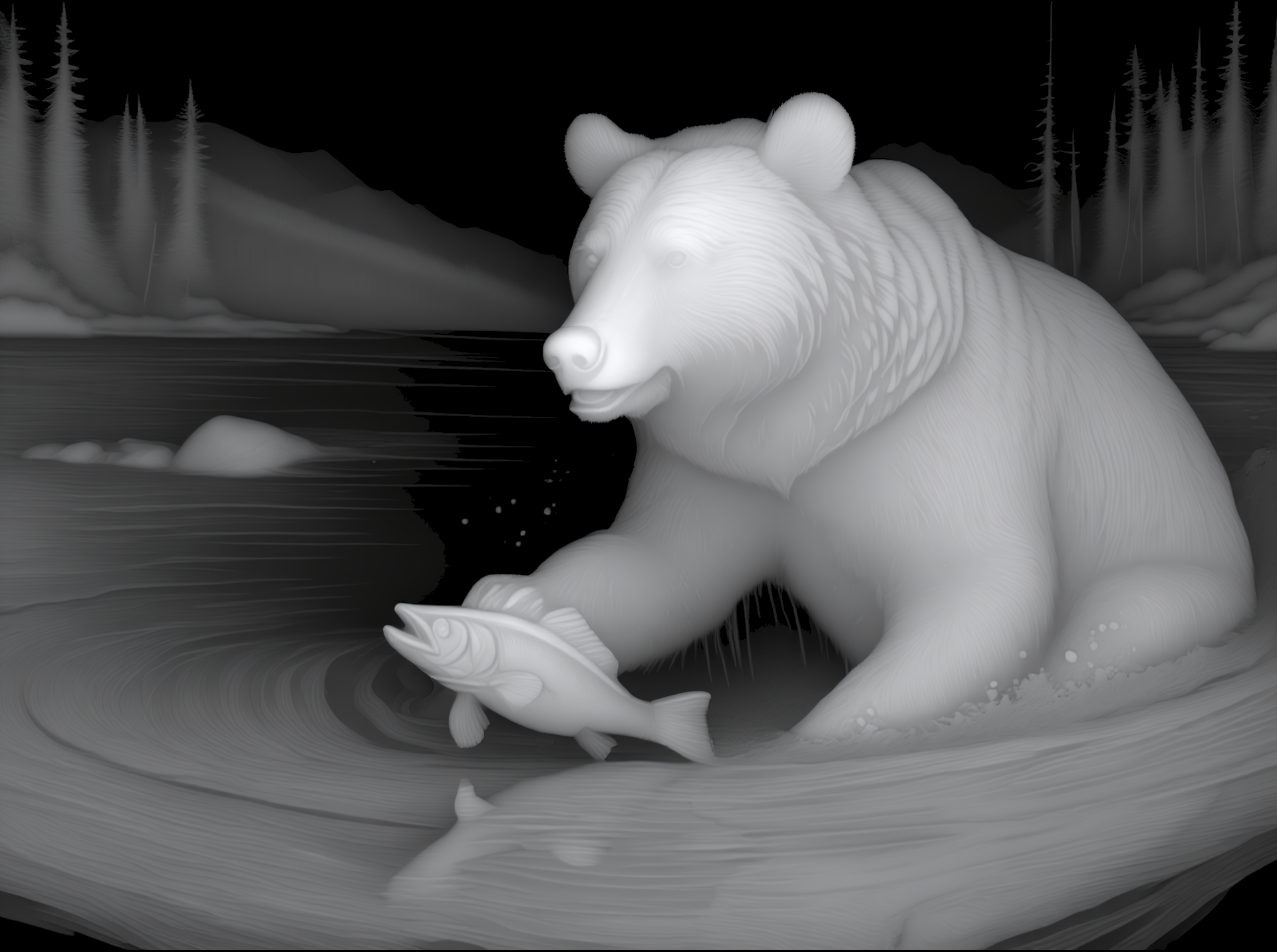 Grizzly Bear Catching Fish