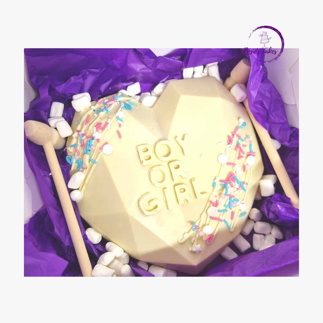 Chocolate geode heart smash - gender reveal — Rosie's Cakes Auckland