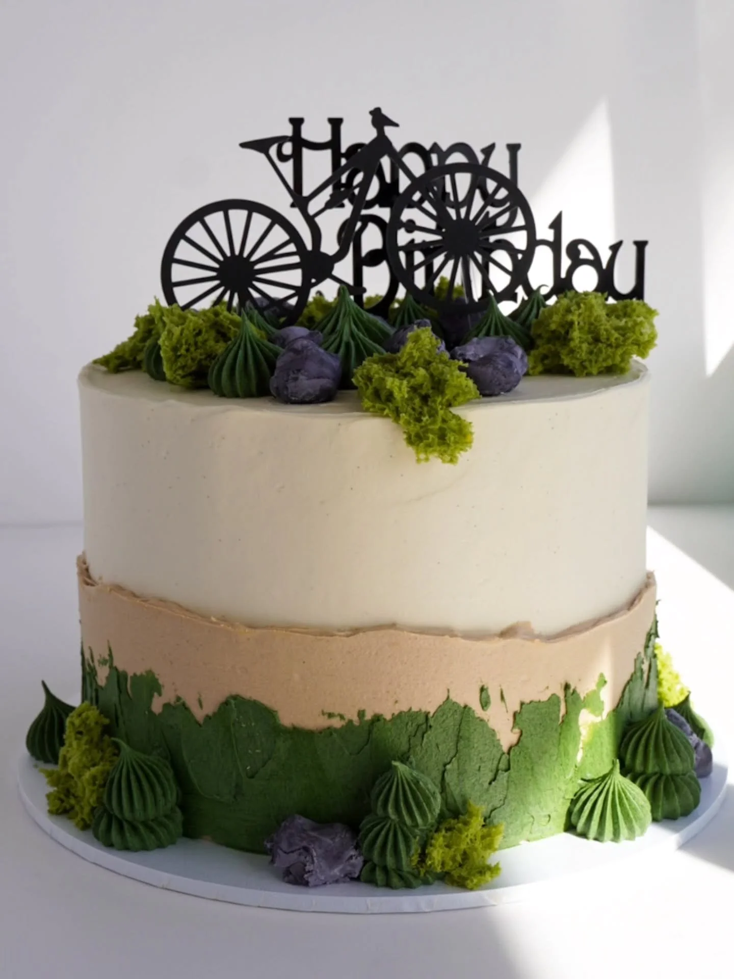 Thanks @toppersand_tags for the awesome bike topper. Placed in front of a Happy birthday topper and in amongst some edible moss and rocks.

I thought this was a pretty cool cake! What do you reckon? 

#bikecake #mountainbike #birthdaycake #celebratio
