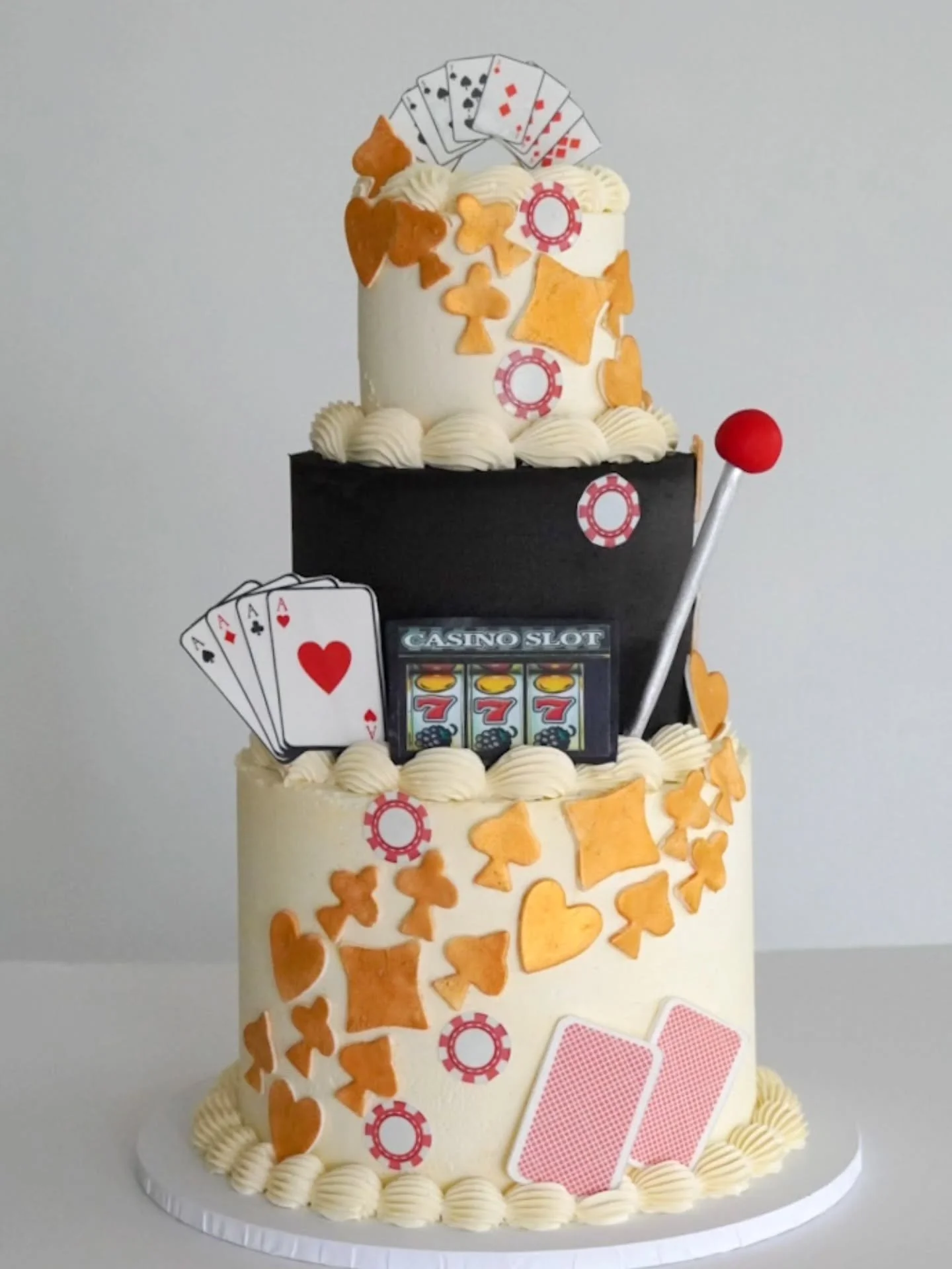 Did you know that if you're ordering a 3 tiered cake, it has supports inside? You will typically find a central wooden dowels then several plastic or wooden dowels in the bottom 2 tiers along with cake boards under each tier also. 

This allows the c