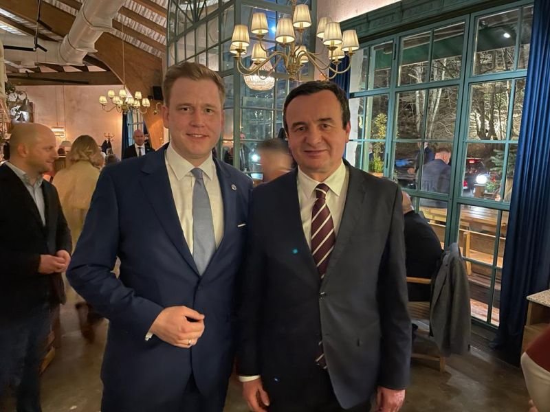 EU Senate President Benedikt Gruetz with Prime Minister Albin Kurti