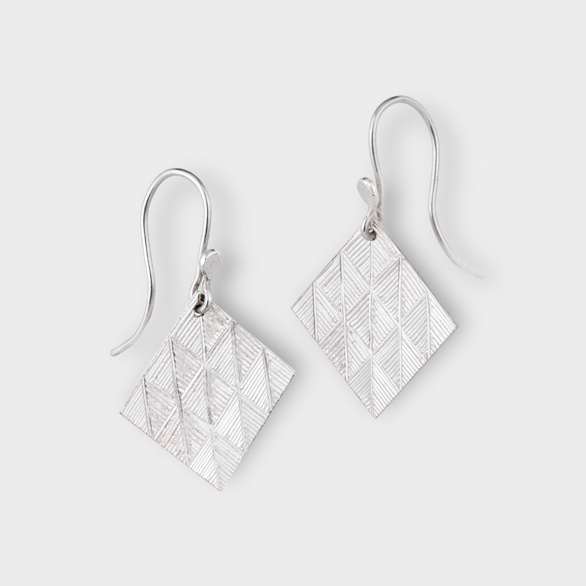 Diamonds and Squares Texture Sterling Silver Earrings