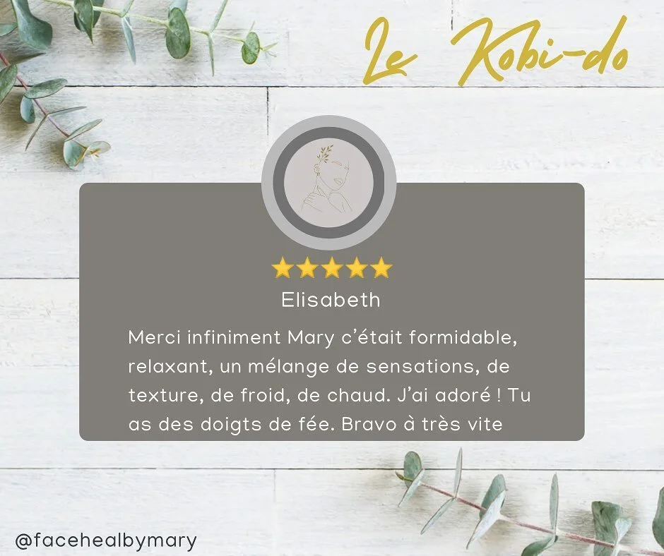 First review so happy #kobido 😍 ✨ 

EN: Thank you very much Mary it was great, relaxing, a mixture of sensations, texture, cold, hot.  I loved it!  You have the fingers of a fairy.  Well done see you soon! 

#facialiste #vosmotsdoux #review #kobidom