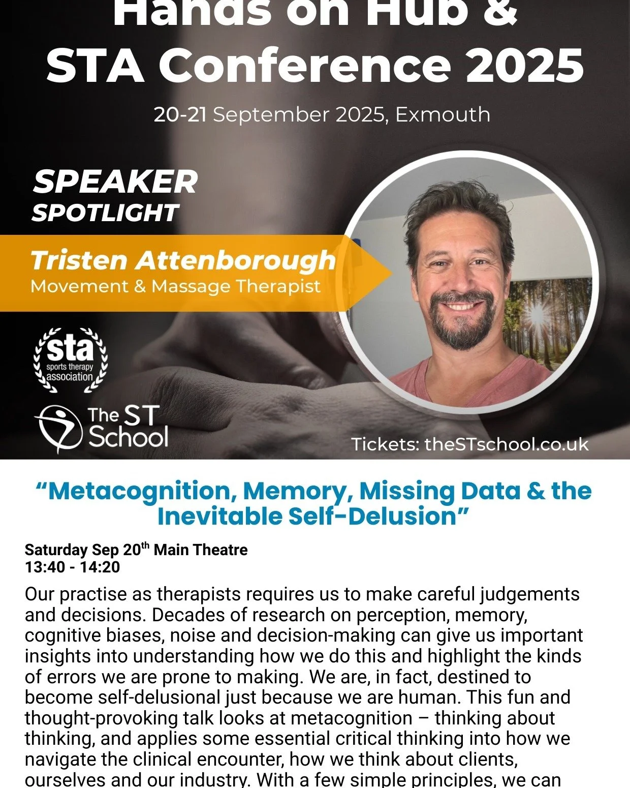 I'm roaring at The Hands on Hub &amp; STA Conference about metacognition'n'stuff. Don't worry, there's also a mighty line-up of speakers on Sept 20-21st. Looks like a fab weekend.

https://thestschool.co.uk/hands-on-hub-sta-conference-2025/
#handsonh