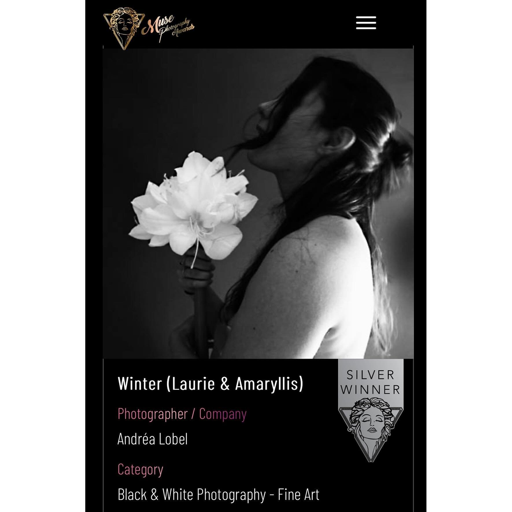 Thank you so much
@musephotographyawards 💫💫
Winter (Laurie &amp;Amaryllis) has been awarded in 2 B&amp;W categories, both Fine Art and Portrait.
And thank you dearest Laurie 🤍
#musephotographyawards #monochrome #noiretblancphotographie #eloquence_