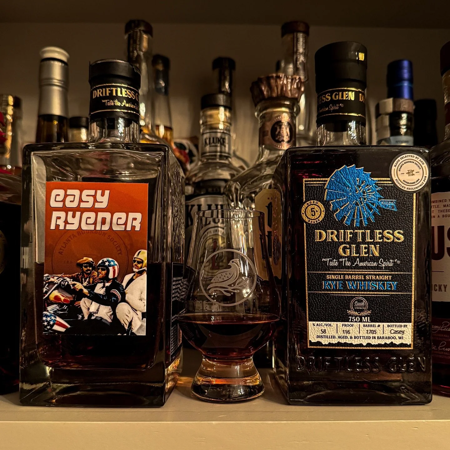 What&rsquo;s an incredible pour thats different than anything else on your shelf? One my favorites is this @driftlessglen easy ryeder pick from @atlanta_bourbon_society. Every time I go back to it I enjoy every sip. #cheers #drinkresponsibly