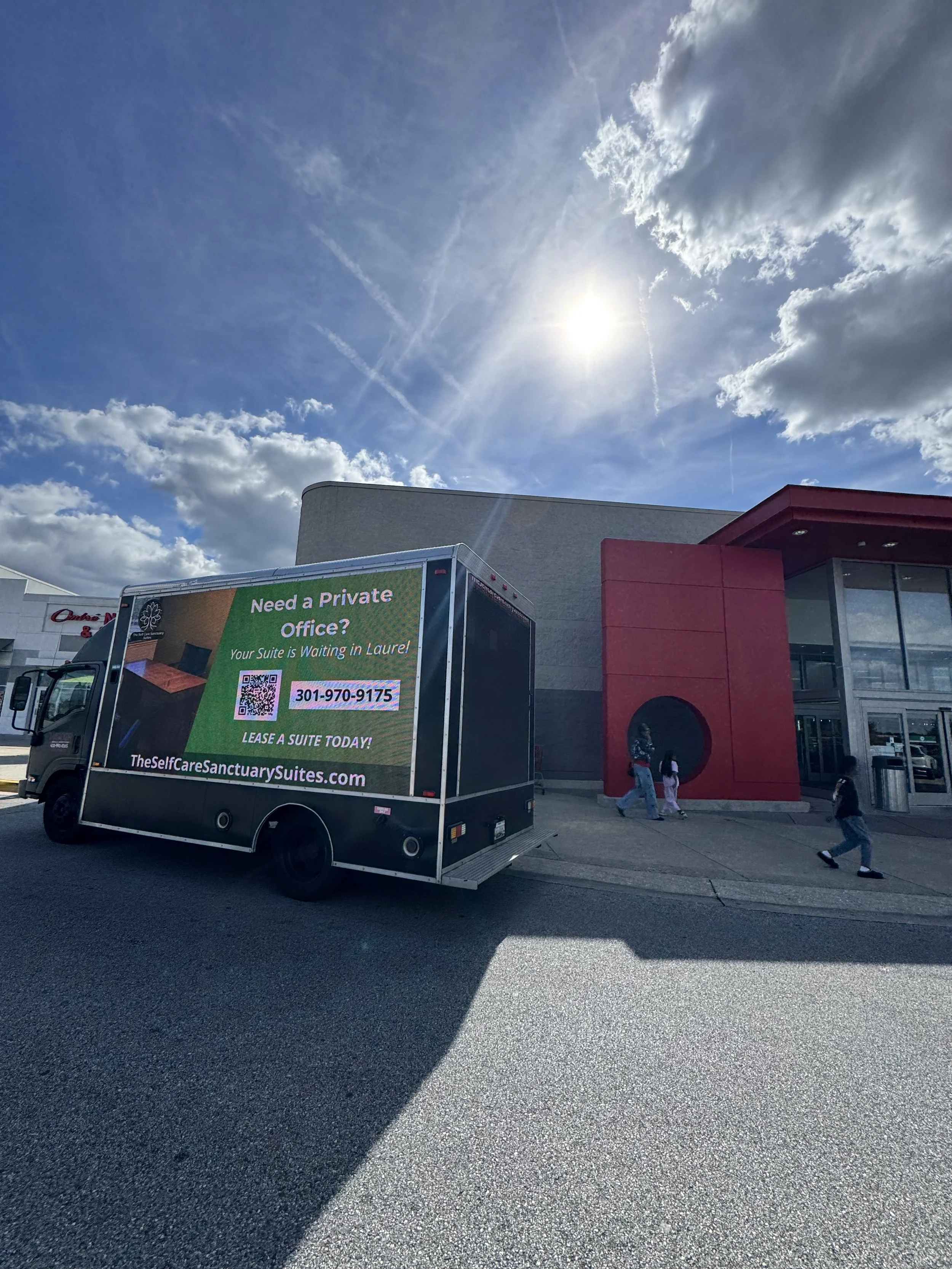 Selfcare Sanctuary Suites Mobile Billboard in Laurel, Maryland
