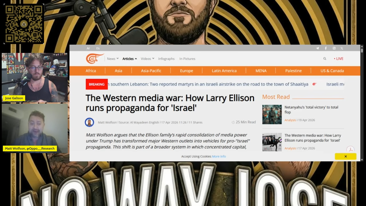 A Conversation with Jose Galison: Zionists’ Mad Dash for Full Spectrum Establishment Media Dominance 
