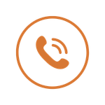 Icon of a telephone receiver inside a circle