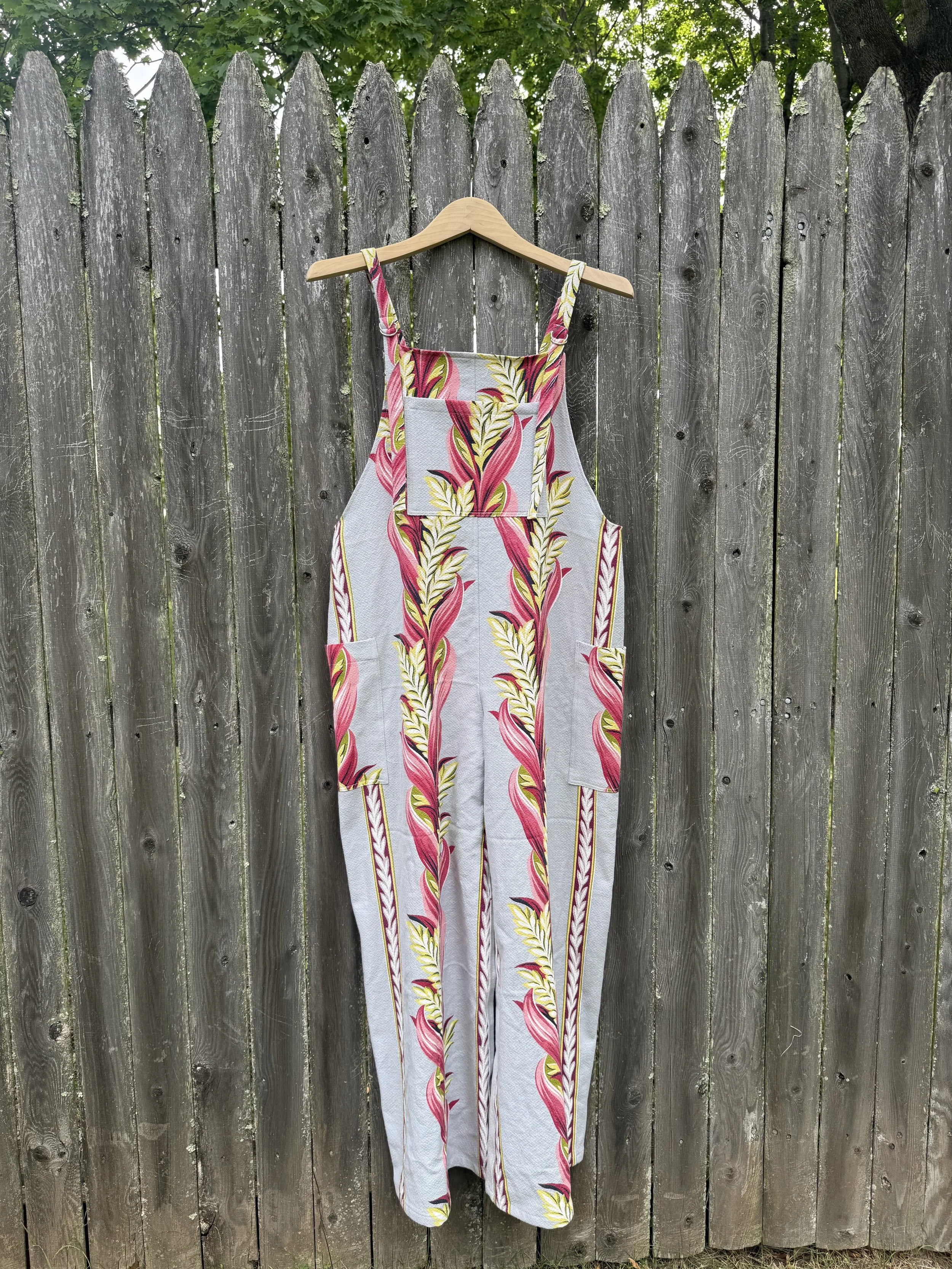 Gray Floral Overalls (M)
