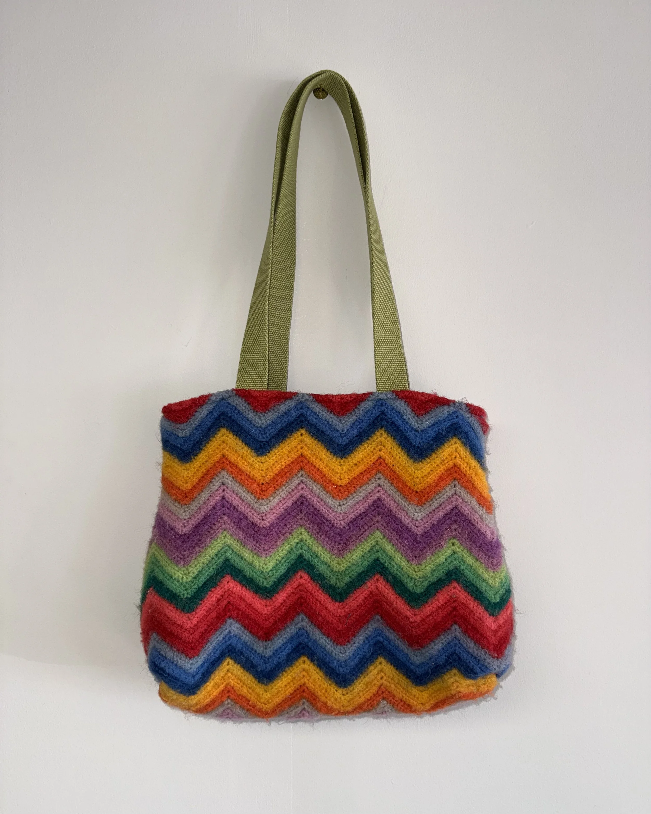 Rainbow Zig Zag Crochet Tote