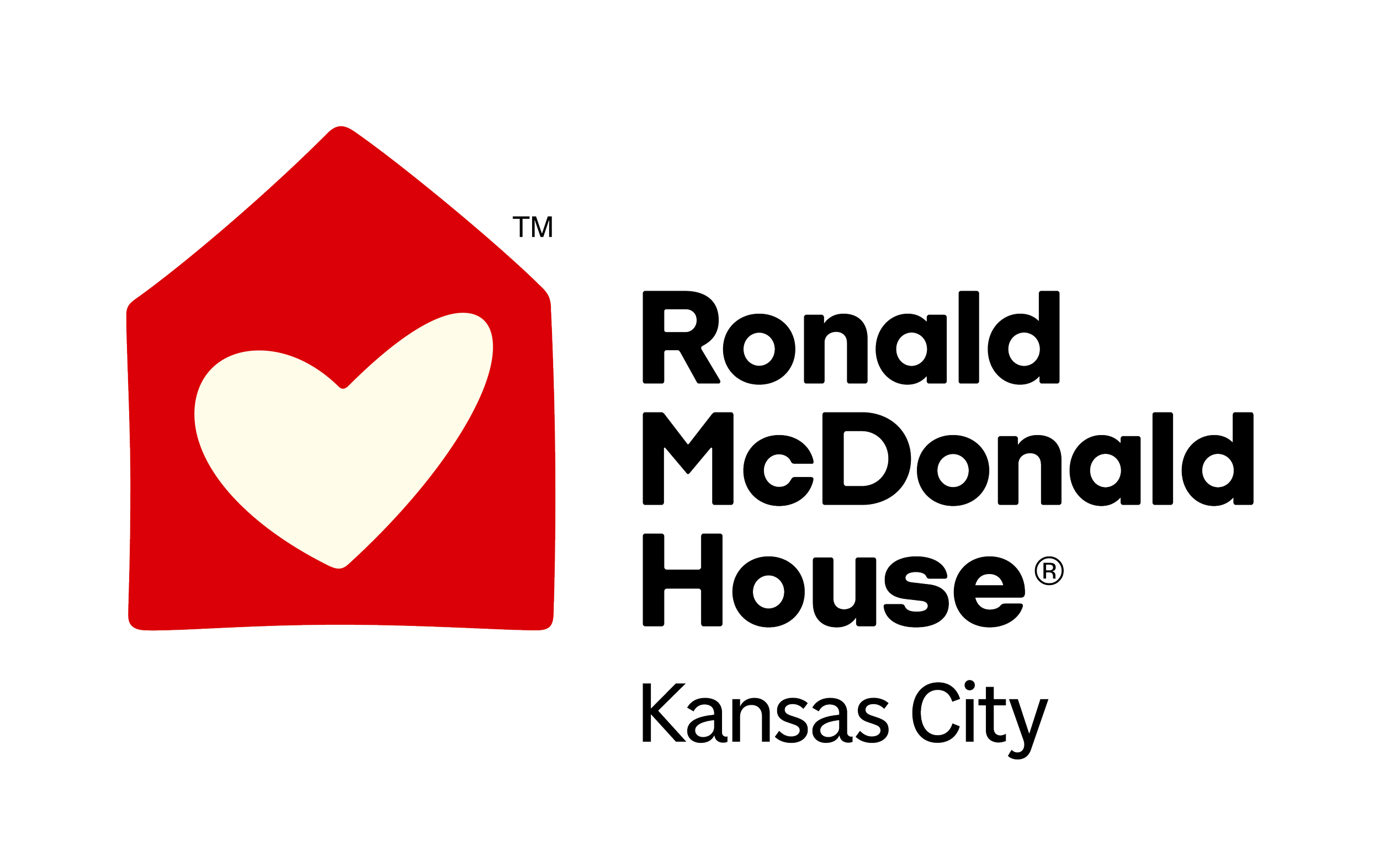 Ronald McDonald House logo with a red house-shaped icon and a white heart, 'Ronald McDonald House Kansas City' text to the right.