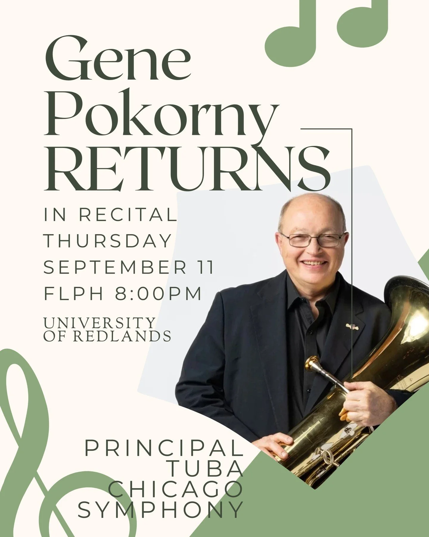 HE'S BACK!!!! So excited to be hosting THE one and only, Gene Pokorny, at the University of Redlands. Come hear his recital on Sept 11 at 8:00pm in Frederick Lowe Performance Hall!