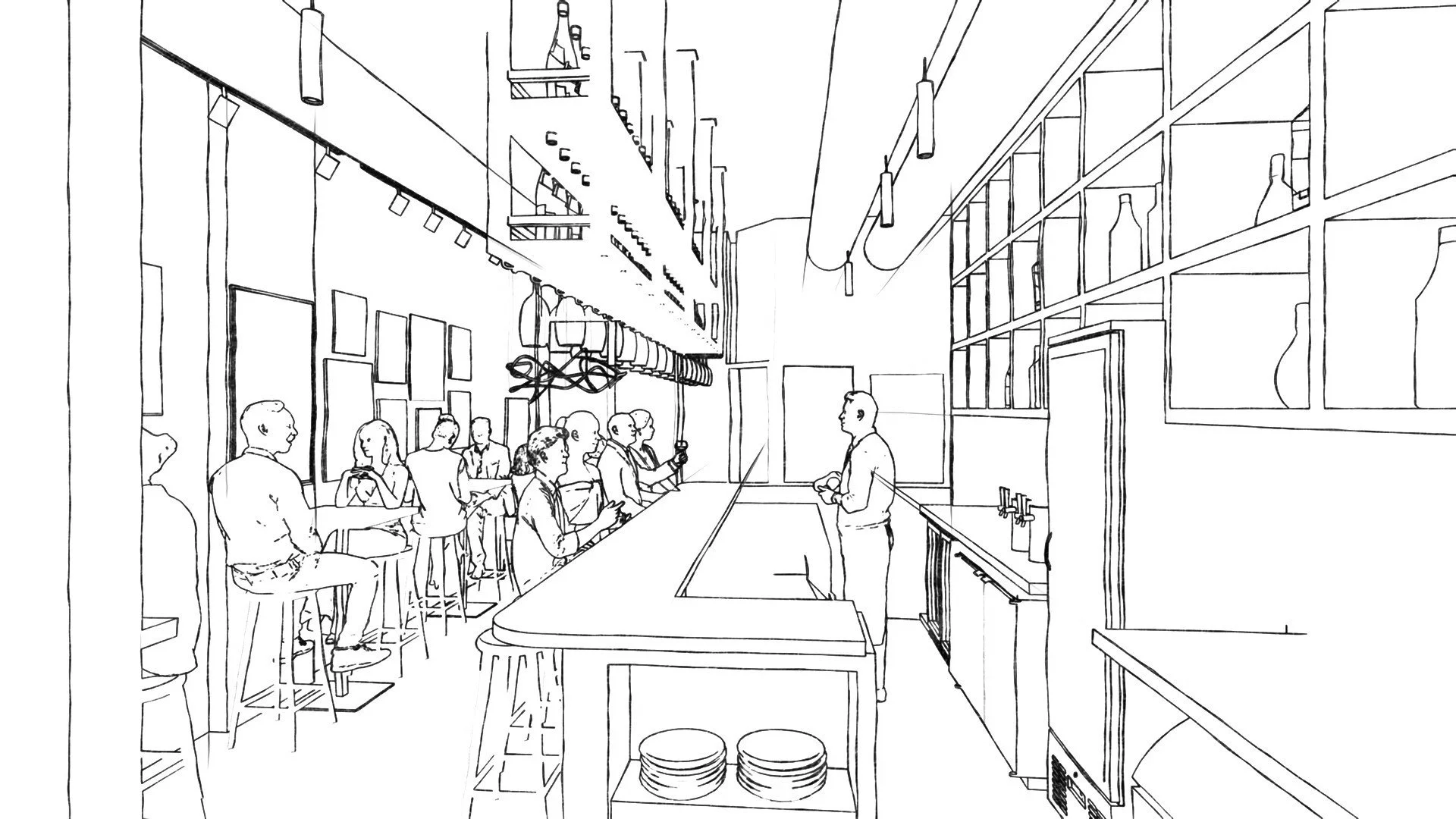 Sketch of Nomonomo Japanese restaurant by KurtzDesign
