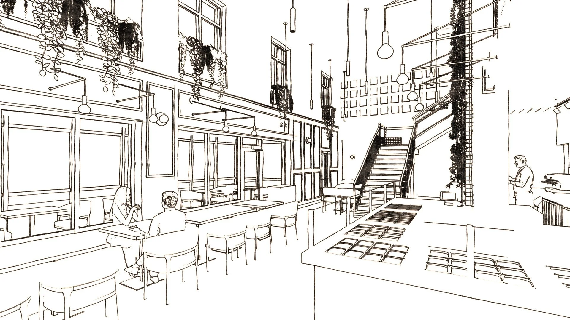 Contemporary waffle and coffee bar design in Coquitlam with inviting seating and clean, modern aesthetics