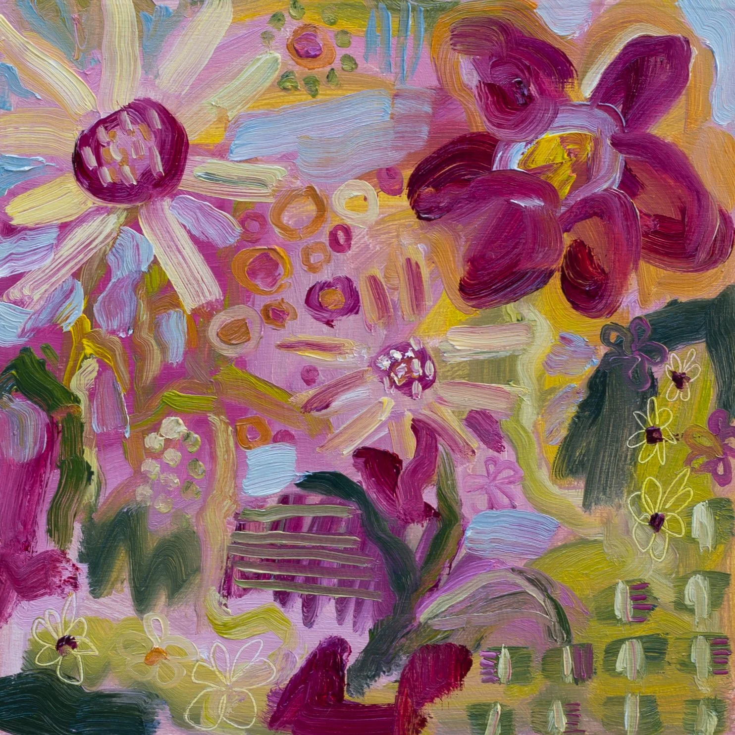 "Floral Study II" / Oil on Wood / 8" x 8" / $60