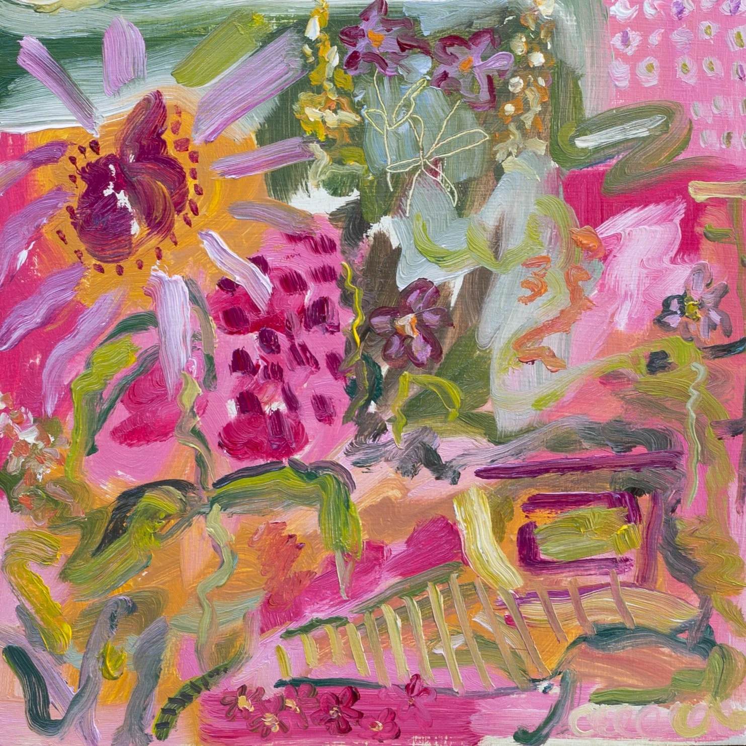 "Floral Study" / Oil on Wood / 8" x 8" /. $60